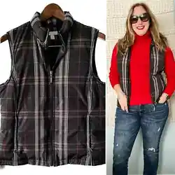 Super cute Charter Club zip up puffer vest in a fun plaid! Actual down and feather filled. Side zip pockets. Freshly...