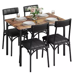 More comfortable than traditional wooden chairs. Dining Table with Upholstered Chairs: The dining table with thick...