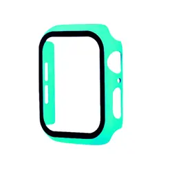 For Apple Watch 44mm Hard PC Bumper Case with Tempered Glass TEAL For Apple Watch 44mm Hard PC Bumper Case with...
