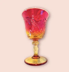L. E. Smith Red Amberina American Eagle Wine Water Goblet Glass Stem Mid Century. Beautiful condition. No chips or...