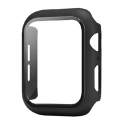 Hard PC Bumper Case w/ Tempered Glass for Apple Watch 41mm Series 7 BLACK Hard PC Bumper Case w/ Tempered Glass for...