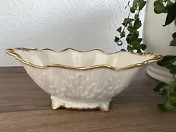Lenox Cottage design of a small Oval Pedestal Footed Bowl or Trinket or Soap Dish. Shell Scroll design on each end with...
