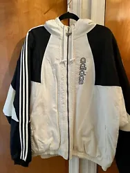 This vintage Adidas jacket is a rare find for any fan of the brand. With a cream off-white zebra pattern and iconic...