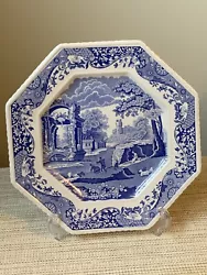 vintage blue spode octogonal plate 9.5” itialianpattern.. Perfect condition. No scratches or chips. Have 3 left 25.00...