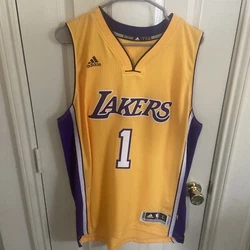 Adidas Los Angeles Lakers D’angelo Russell Jersey Yellow Large. Condition is Used. Shipped with USPS Ground Advantage.