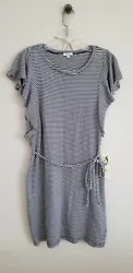 Splendid Ladies L Navy & White Striped Casual Knit Dress in excellent, gently worn condition.  Classy, cute & casual...