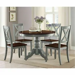 This dining table set adds a rustic feel to your dining room or kitchen area. The chairs are constructed from solid...