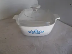 vintage rare Corning Ware blue cornflower 1-1/2qt. casserole dish P-1-1/2-B with Pyrex lid A7C there are no cracks or...