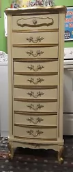 Vintage  French Provincial Serpentine Lingerie Tall Chest of 5 Drawers. Brand tag missing. Very good condition. Must...