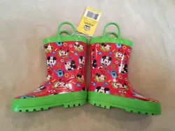 Mickey Mouse Rain Boots 7/8 Garden Disney Handles Boys Girls Nwt