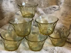 vintage Yellow Amber Glass 6 Pyrex Mexico Custard Flan Dessert Cups Ramekins 4oz.  Used …no cracks or chips… there...