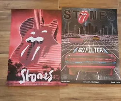 ROLLING STONES 2 concert poster from DETROIT  11-15-21 2021  and HOLLYWOOD FL 11-23-2021 lithograph NO FILTER. 18x24...