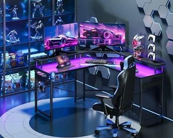 【Sturdy and Steady 】The gaming desk is equipped with 8 desk legs to ensure the stability of the desk. All tools for...