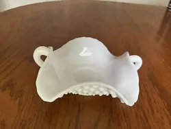 Vintage Milk Glass Hobnail Two Handled Candy Dish. Please see pictures for size and dimensions. No chips or cracks. (F2)