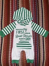 My First St Patricks Outfit Baby Boy Stripe Hooded Romper Bodysuit. This adorable St. Patrick’s day romper has been...