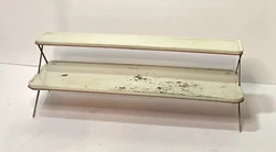 Enamelware Enamel 2 Tiered Spice Rack Shelf Kitchen Mid Century Red & White RARE. Condition is Great with Some Surface...