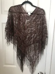 Womans Poncho Tabloid One Size Fits All Copper Chrocet.