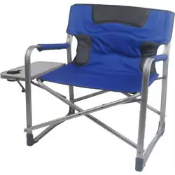 Lounge in comfort with the Ozark Trail XXL Folding Padded Director Chair with Side Table. The blue director chair folds...