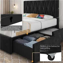 【Ample Storage Space】 Designed with 2 side drawers on each side of Full storage bed, bringing perfect storage space...