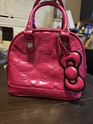 RARE Loungefly Hello Kitty Hot Shimmery Pink Patent Leather Dome Embossed Purse.