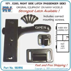 DO NOT USE COUNTER SINK SCREWS ON ANY SLOTTED PLASTIC LATCH PART. There are several manufactures of this type of latch....