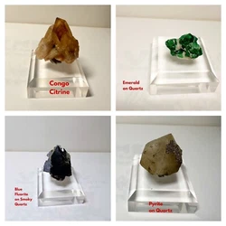 Whole sale price! Beautiful raw emerald, Congo Citrine, Blie Fluorite on Smoky Quartz and pyrite on Quartz combo. These...