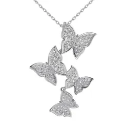 (Material: 925 silver. The necklace features dancing butterflies style and high-quality zircon, looking exquisite,...