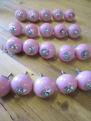 20 CERAMIC PINK ROUND KNOBS! SALE INCLUDES 20 KNOBS! PERFECT ACCENT PIECE TO ADD LIFE TO A ROOM!