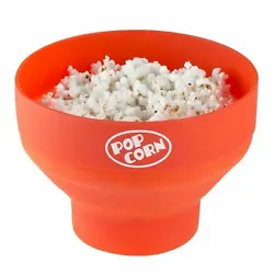 Fat Free Microwave Popcorn Popper Bowl with Cover Collapsible BPA Free No Oil.