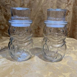 2 Libby Snowman Jars/ Canisters Candy Mexico. Excellent preowned condition. 7 3/8” tall. One has a sticker on the...