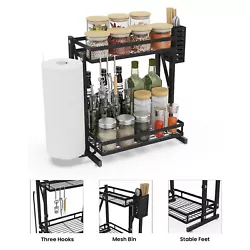 Stainless steel folding two-layer seasoning rack seasoning storage Home Supplies.