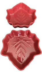 Celebrate It Set Of 2 -6x6 Red “Give Thanks” Fall Leaf Bakeware Dish Molds. Oven/Microwave/Dishwasher Safe. Great...