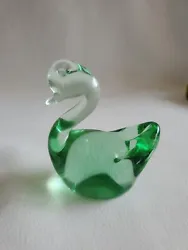 Vintage Light Green Crystal Clear Glass Swan Figurine 3