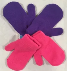 Toddler mittens. Not intended for children 6 months and under. Pink and Purple.
