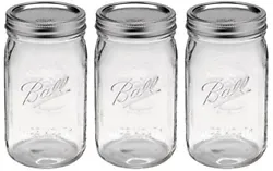 This is a set of 3 Mason Ball Jars that are clear glass wide mouth. The size is 7
