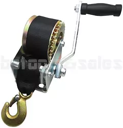 Mooring hook equipped with a safety pawl. Color of strap:Black. Length of Strap: 26ft. Max Capacity: 600 lbs. Heavy...