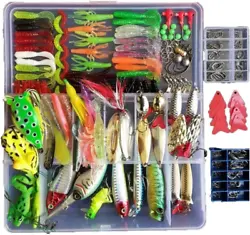 275PCS Fishing Lures Set Tackle including Crankbaits, Spinnerbaits, Plastic worms, Jigs, Topwater Lures Hook for Trout...