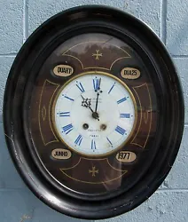 EXCELLENT INLAID BREVETE SCHOOL HOUSE-OFFICE REGULATOR WALL CLOCK WITH ROSEWOOD BRASS INLAID CASE BY 