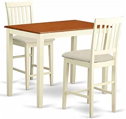 3 Piece Dining Set for Kitchen and Dining Room, Square Breakfast Table with Wood Chairs for Small Space, Farmhouse...