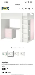 IKEA SMASTAD Loft Bed with Desk, SMASTAD Tall Dresser, rolling chair and brand new twin size memory foam mattress. CASH...
