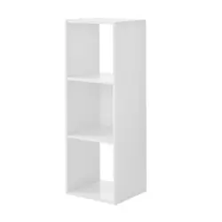 Stylish cube organizer bookcase. Designed with 2 open-back cubes and 1 closed-back cube. The top, middle and bottom...