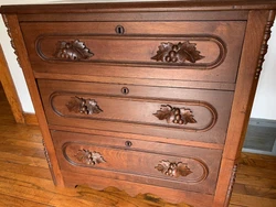 !! No shipping!! 1870 antique walnut Bachelor’s Dresser nice pulls and racetrack moulding also corner moulding sturdy...
