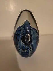 Nice Vintage ROBERT EICKHOLT Studio Art Glass REPTILE SERIES Egg Paperweight from his highly-regarded 