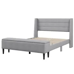 Tufted and upholstered horizontal channel with curved wingback headboard.This platform bed fits into any home decor and...