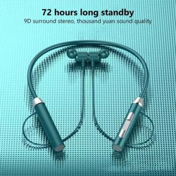 Wireless Bluetooth Earphones Neckband Magnetic Bass In Ear. Ergonomic 3D comfort. 45° fits ear canal, anti-drop...