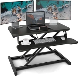 👍【Ergonomic Sit-Stand Desk】- Go from sitting to standing in one easy smooth motion with a gas spring force.