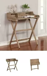 This Small Folding Secretary Desk is a modern take on a classic, space-saving design. Crafted from solid wood, it...