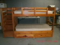 Kids wooden bunk bed, single size mattress (74