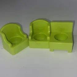 PLAY FAMILY HOUSE LIME GREEN LIVING ROOM CHAIRS VTG FP LITTLE PEOPLE. Best offer excepted Free shipping First class...