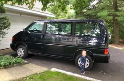 Has trailer hitch installed. Back bench seat folds down into a bed. We do not have the rear facing back seats.